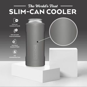 New 12 oz BRÜMATE hopsulator slim can cooler/coozie insulated stainless steel